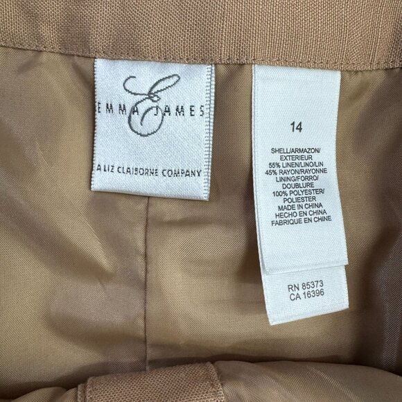 Emma James Button Front Linen Blend Skirt Mid Length 14 Belt Loops‎ Old Money - Picture 4 of 6